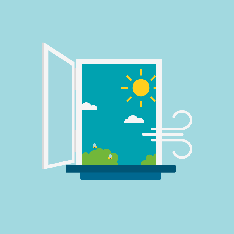 Eine Grafik eines offenen Fenster im Sommer, man sieht Büsche um die Bienen fliegen, die Sonne strahlt & ein einzelne Wolken. Ein Windstoß bläst in den Raum hinein. Eine Grafik eines offenen Fenster im Sommer, man sieht Büsche um die Bienen fliegen, die Sonne strahlt & ein einzelne Wolken. Ein Windstoß bläst in den Raum hinein.